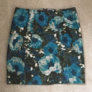 Anthropologie Watercolor-Print Corduroy Skirt